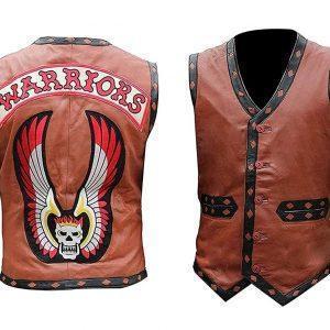 The Warrior Movie Real Tan Leather Vest Jacket